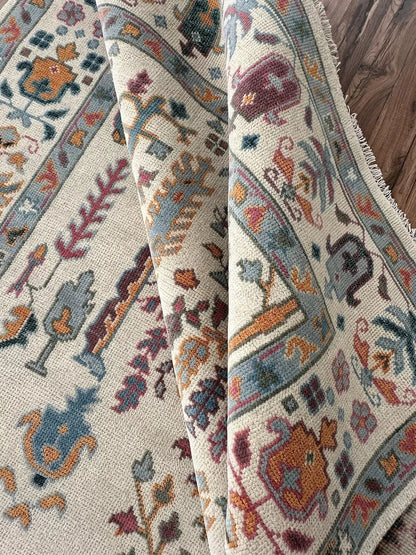 Hand Knotted Tree of Life Ivory Multicolour 8x10 Botanical Wool Area Rug