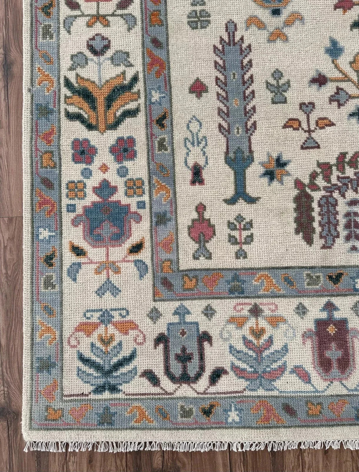 Hand Knotted Tree of Life Ivory Multicolour 8x10 Botanical Wool Area Rug