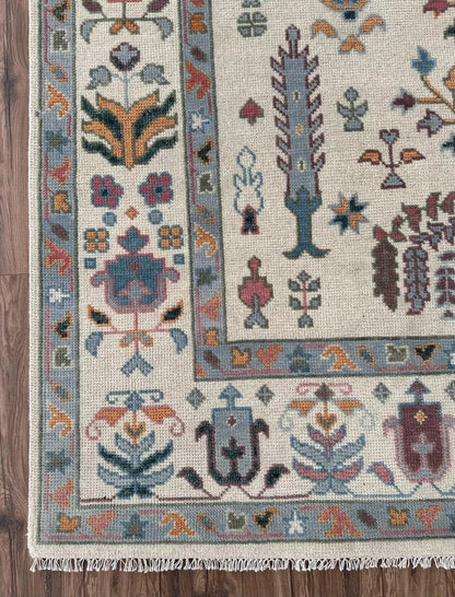 Hand Knotted Tree of Life Ivory Multicolour 8x10 Botanical Wool Area Rug