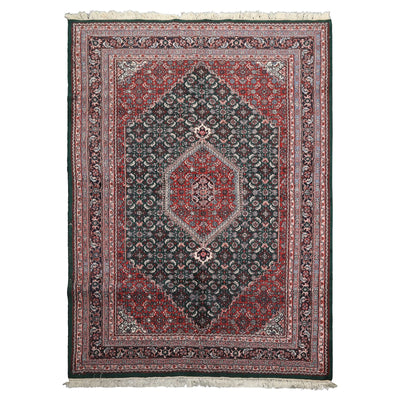 8x10 Rich Green and Red Traditional Heriz Serapi Hand Knotted Medallion Wool Area Rug