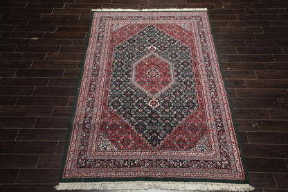 8x10 Rich Green and Red Traditional Heriz Serapi Hand Knotted Medallion Wool Area Rug