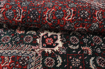 8x10 Rich Green and Red Traditional Heriz Serapi Hand Knotted Medallion Wool Area Rug