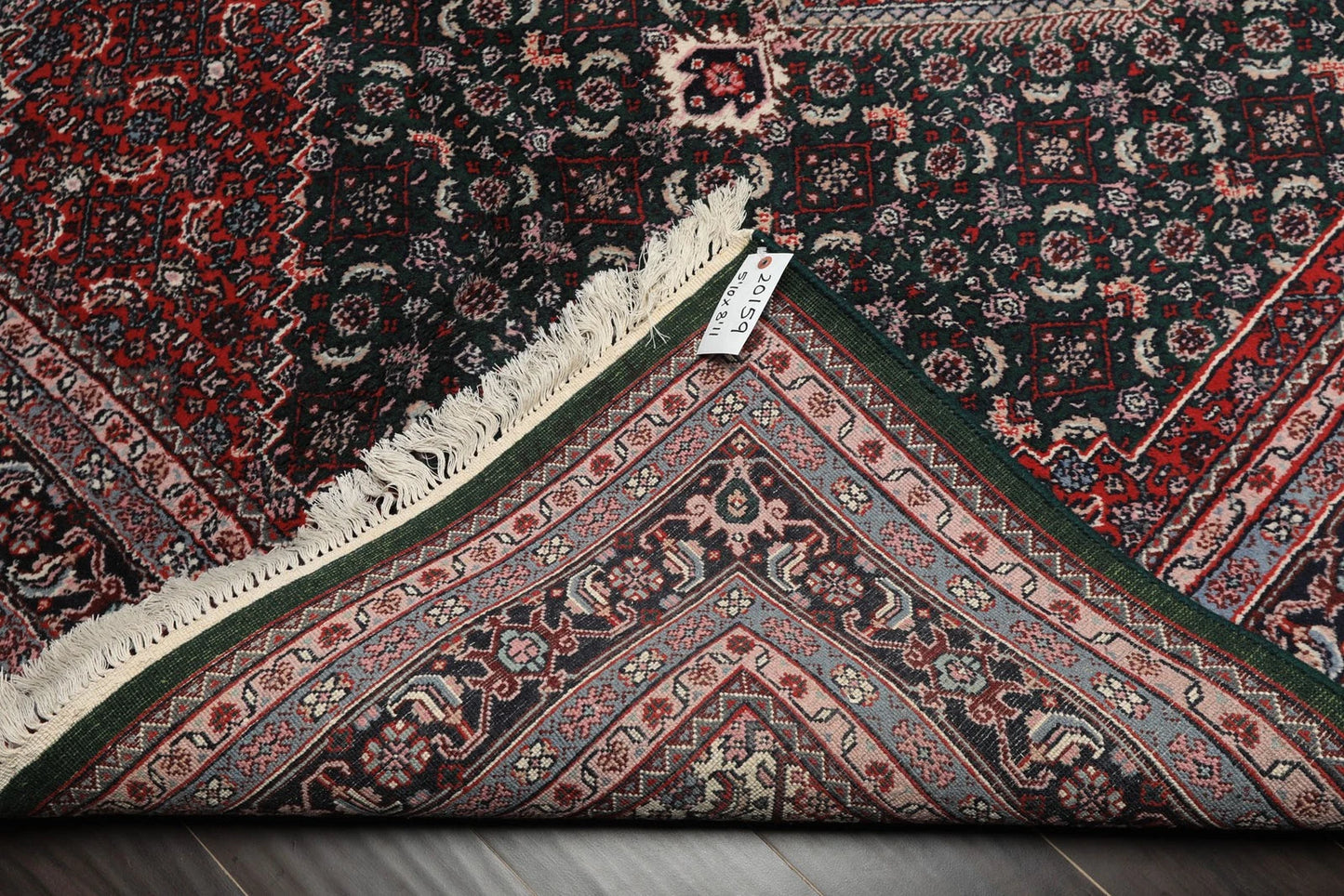 8x10 Rich Green and Red Traditional Heriz Serapi Hand Knotted Medallion Wool Area Rug