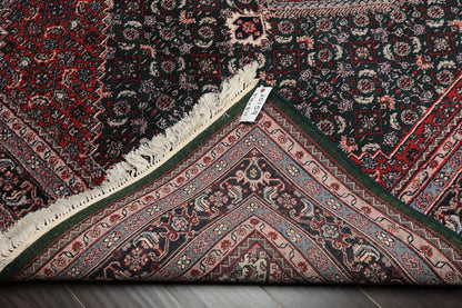 8x10 Rich Green and Red Traditional Heriz Serapi Hand Knotted Medallion Wool Area Rug