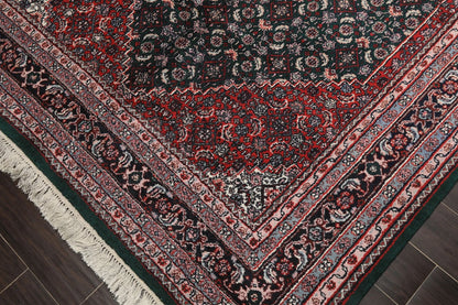 8x10 Rich Green and Red Traditional Heriz Serapi Hand Knotted Medallion Wool Area Rug