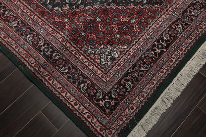 8x10 Rich Green and Red Traditional Heriz Serapi Hand Knotted Medallion Wool Area Rug