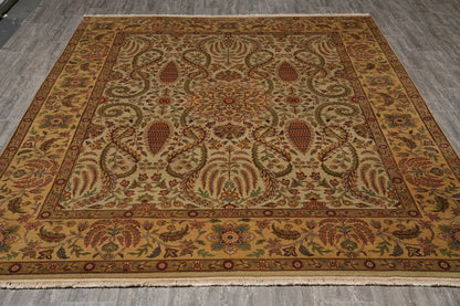 Ivory and Gold Antique Floral Oushak Vintage Traditional 8x10 Hand Knotted Wool Area Rug