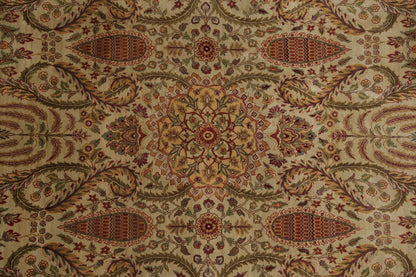 Ivory and Gold Antique Floral Oushak Vintage Traditional 8x10 Hand Knotted Wool Area Rug