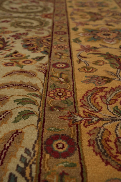 Ivory and Gold Antique Floral Oushak Vintage Traditional 8x10 Hand Knotted Wool Area Rug