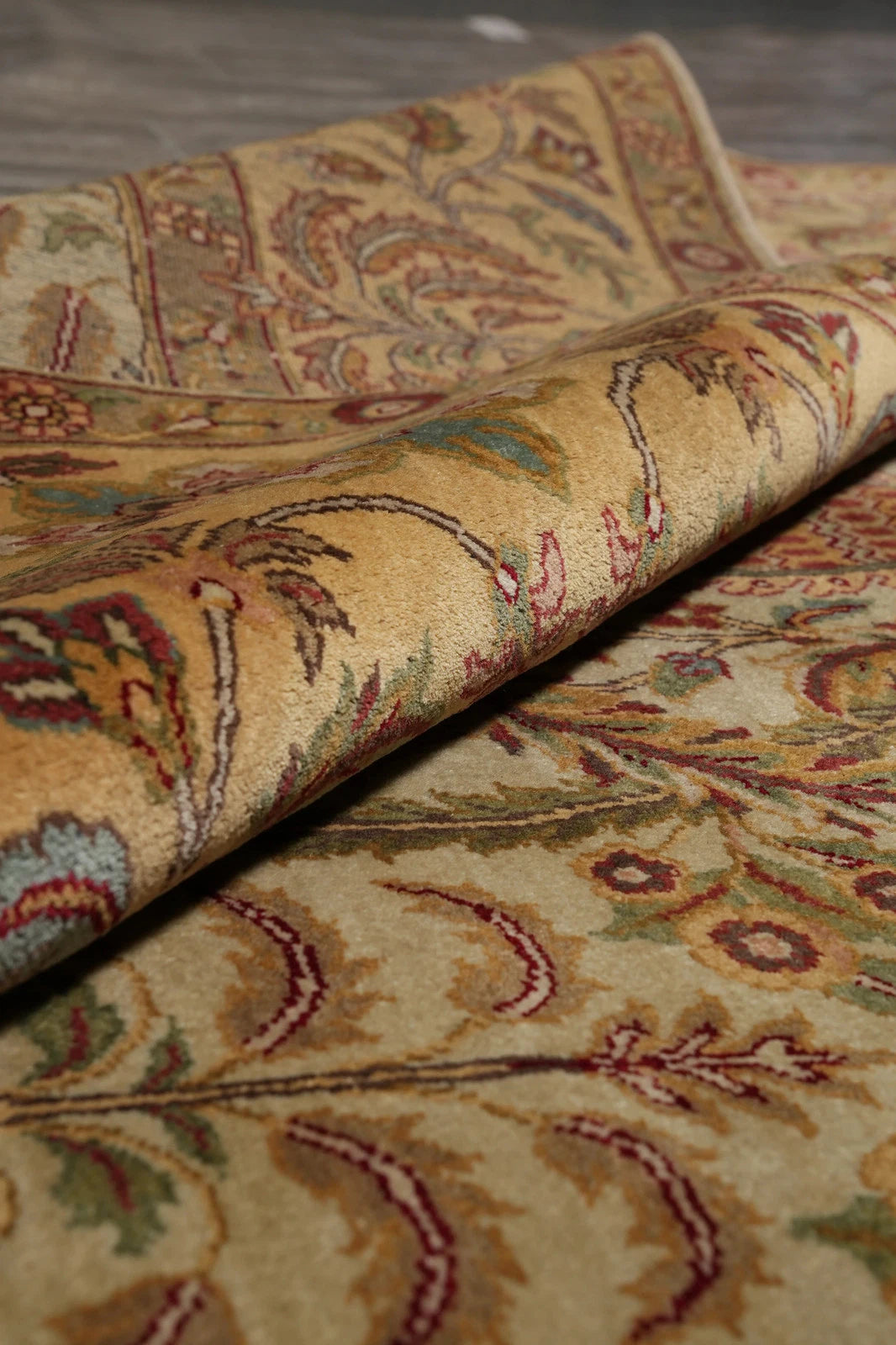 Ivory and Gold Antique Floral Oushak Vintage Traditional 8x10 Hand Knotted Wool Area Rug