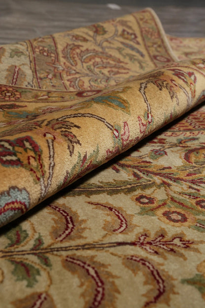 Ivory and Gold Antique Floral Oushak Vintage Traditional 8x10 Hand Knotted Wool Area Rug