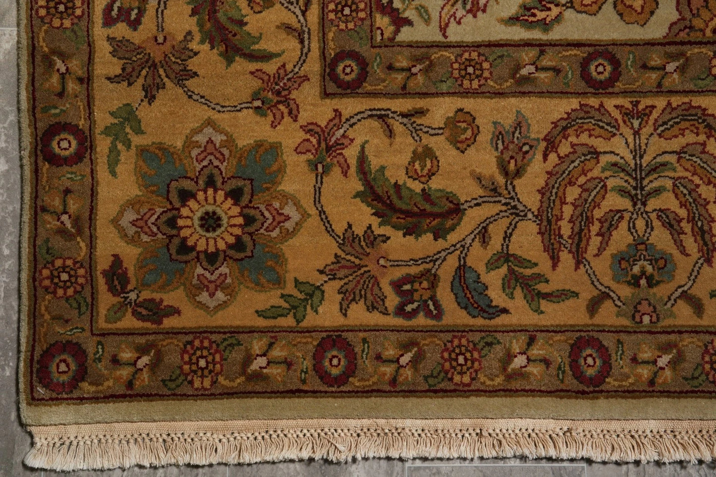 Ivory and Gold Antique Floral Oushak Vintage Traditional 8x10 Hand Knotted Wool Area Rug