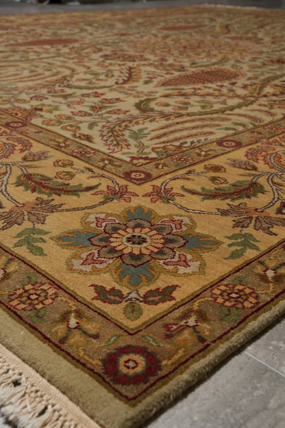 Ivory and Gold Antique Floral Oushak Vintage Traditional 8x10 Hand Knotted Wool Area Rug