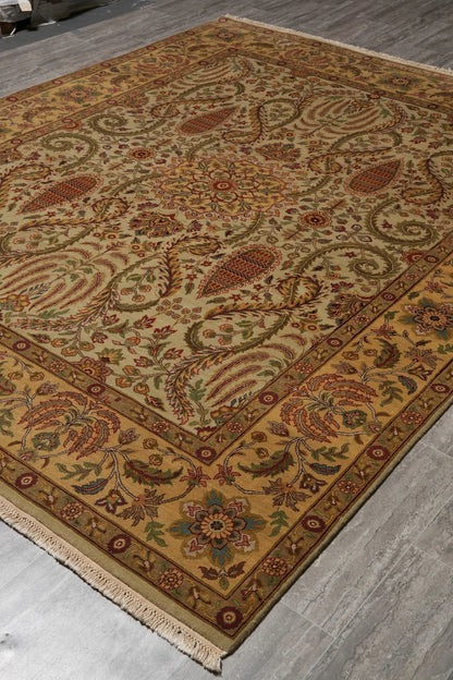 Ivory and Gold Antique Floral Oushak Vintage Traditional 8x10 Hand Knotted Wool Area Rug