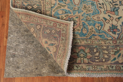 Medallion Floral Heriz Terracotta and Ivory Antique 8x10 Hand Knotted Wool Area Rug