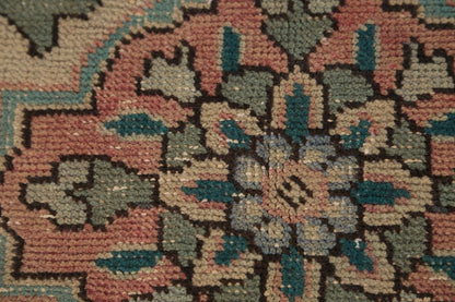 Medallion Floral Heriz Terracotta and Ivory Antique 8x10 Hand Knotted Wool Area Rug