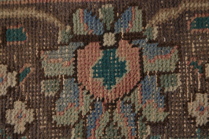 Medallion Floral Heriz Terracotta and Ivory Antique 8x10 Hand Knotted Wool Area Rug
