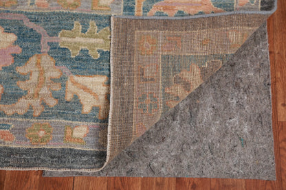 8x10 Vibrant Colorful Charcoal and Blush Oushak Hand Knotted Large Floral Wool Area Rug