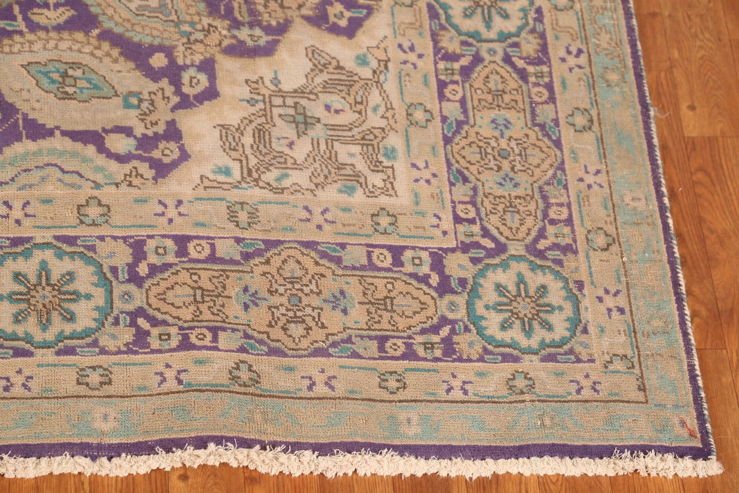 Royal Purple and Ivory 8x10 Hand Knotted Premium Heriz Serapi Medallion Paisley Wool Area Rug