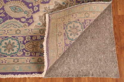 Royal Purple and Ivory 8x10 Hand Knotted Premium Heriz Serapi Medallion Paisley Wool Area Rug
