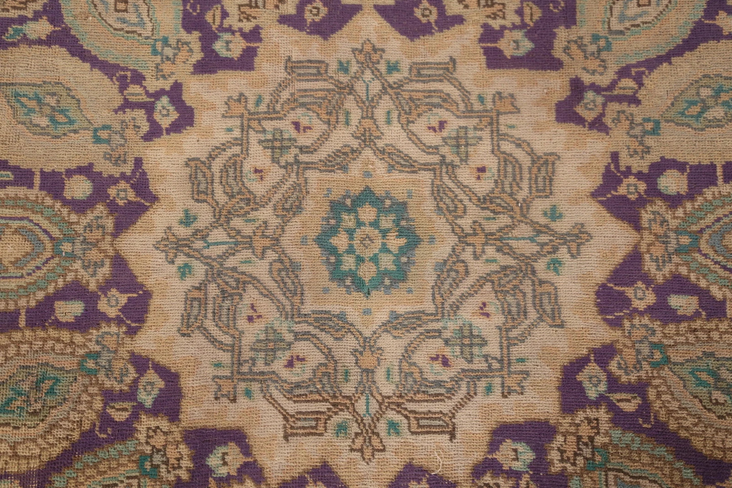 Royal Purple and Ivory 8x10 Hand Knotted Premium Heriz Serapi Medallion Paisley Wool Area Rug