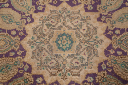 Royal Purple and Ivory 8x10 Hand Knotted Premium Heriz Serapi Medallion Paisley Wool Area Rug