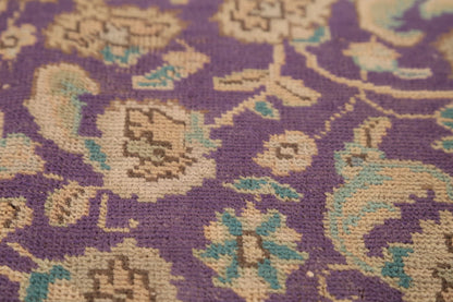 Royal Purple and Ivory 8x10 Hand Knotted Premium Heriz Serapi Medallion Paisley Wool Area Rug