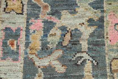 Hand Knotted Vintage Oushak Enchanting Mushroom and Teal 8x10 Prayer Arch Folk Art Wool Area Rug