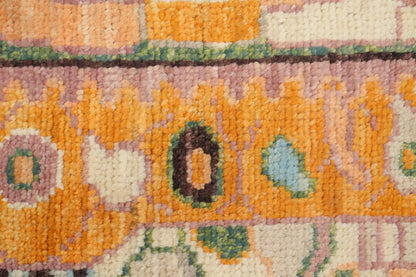 Dreamy Pastel Ivory and Blush 8x10 Hand Knotted Heriz Serapi Medallion Folk Art Wool Area Rug