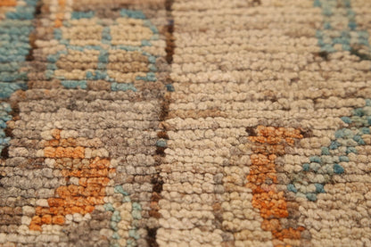 Ivory and Dusty Teal Diamond Lattice Trellis Oushak Vintage Antique Traditional 8x10 Hand Knotted Wool Area Rug