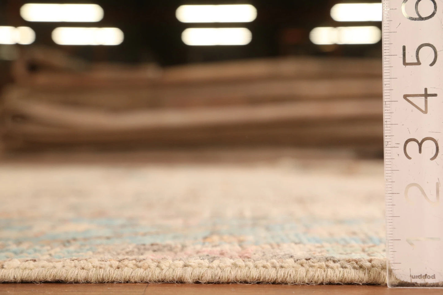 Ivory and Dusty Teal Diamond Lattice Trellis Oushak Vintage Antique Traditional 8x10 Hand Knotted Wool Area Rug