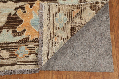 Oushak All-Over Floral Scatter Dark Chocolate Brown and Blue Hand Knotted 8x10 Vintage Antique Wool Area Rug