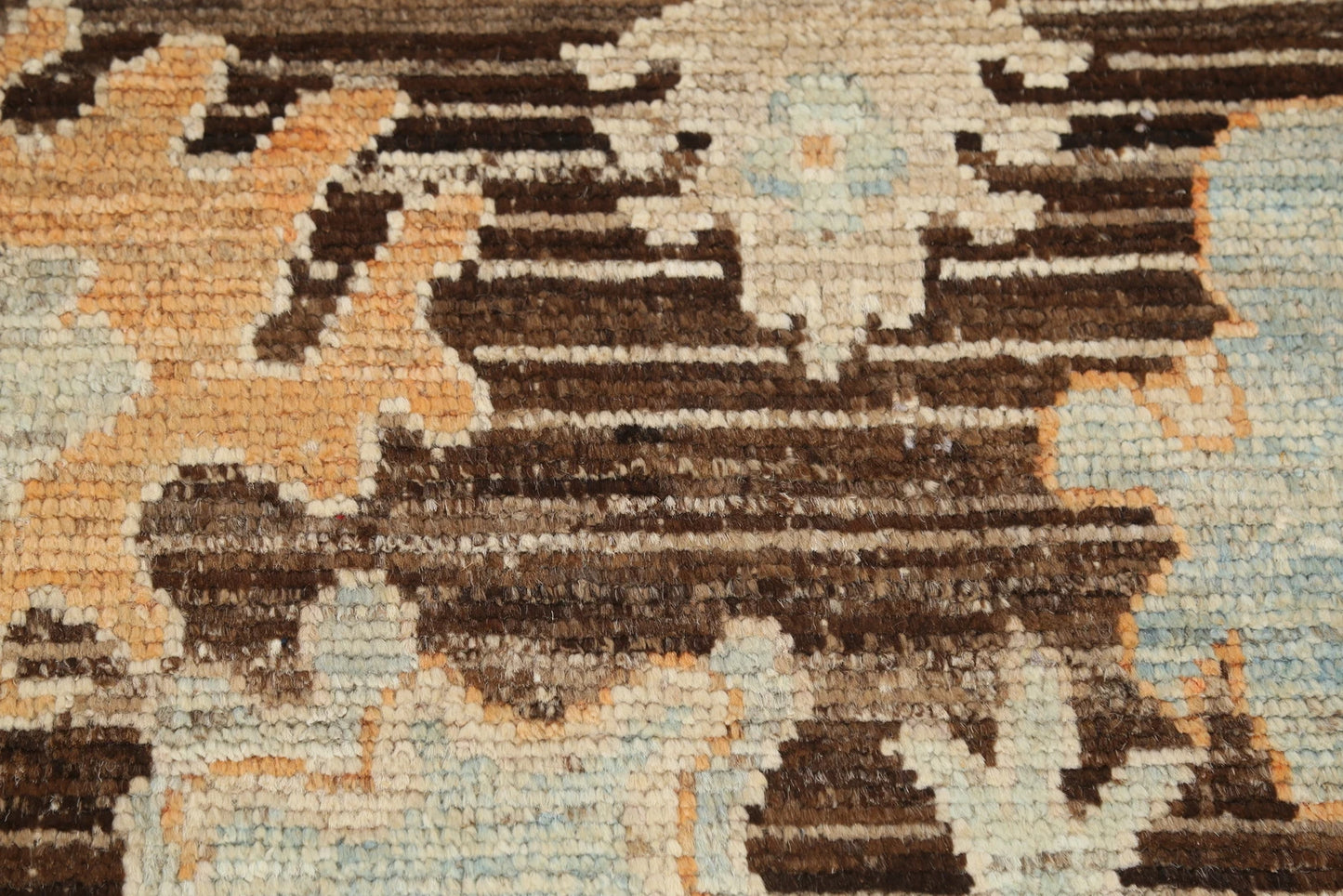 Oushak All-Over Floral Scatter Dark Chocolate Brown and Blue Hand Knotted 8x10 Vintage Antique Wool Area Rug