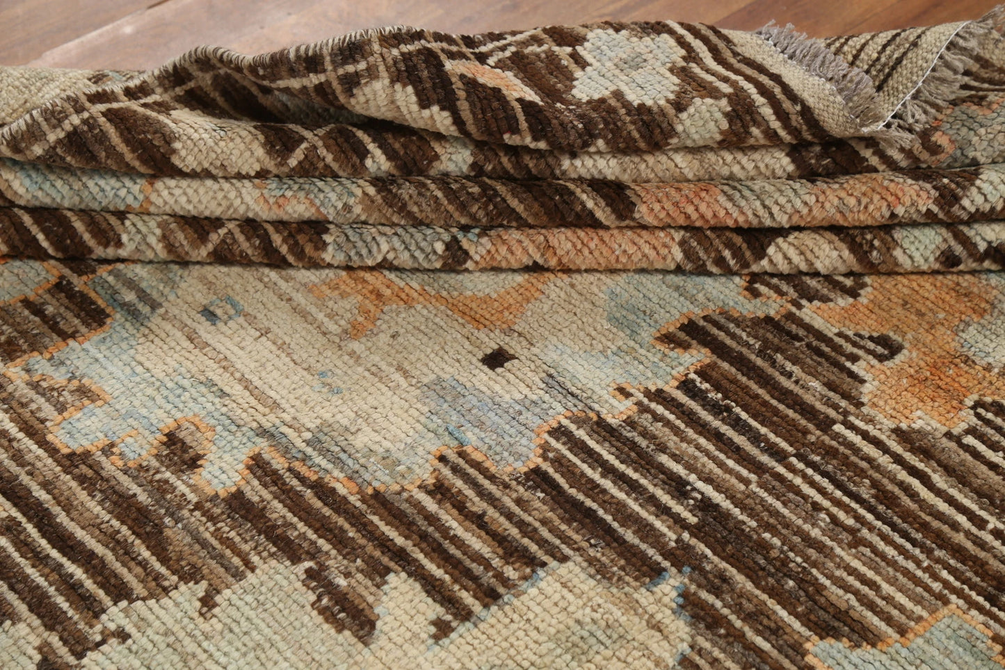 Oushak All-Over Floral Scatter Dark Chocolate Brown and Blue Hand Knotted 8x10 Vintage Antique Wool Area Rug