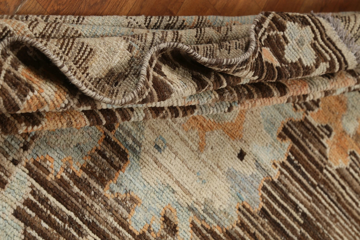 Oushak All-Over Floral Scatter Dark Chocolate Brown and Blue Hand Knotted 8x10 Vintage Antique Wool Area Rug