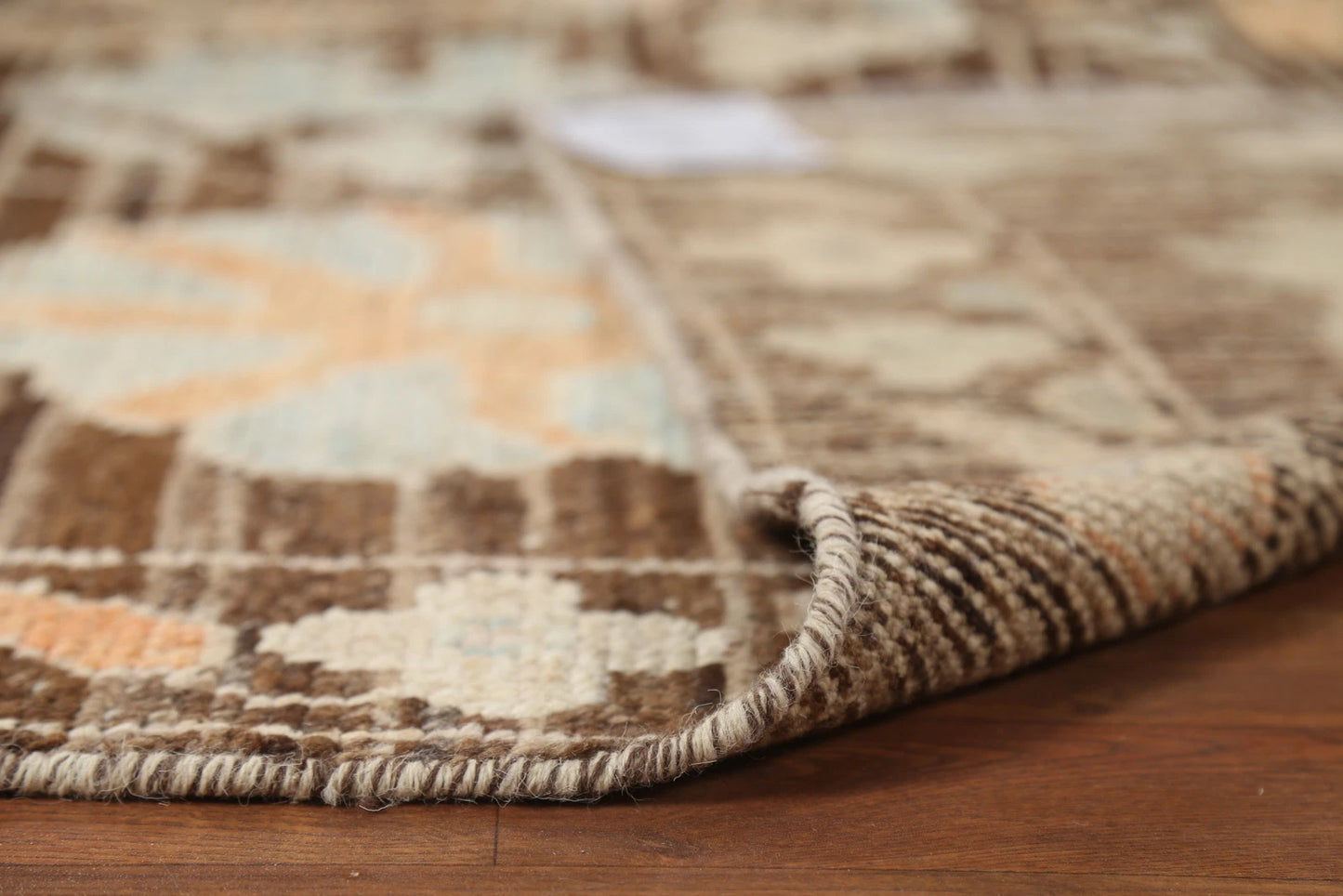 Oushak All-Over Floral Scatter Dark Chocolate Brown and Blue Hand Knotted 8x10 Vintage Antique Wool Area Rug