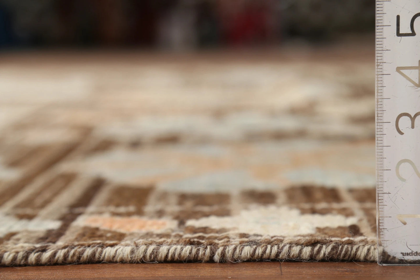 Oushak All-Over Floral Scatter Dark Chocolate Brown and Blue Hand Knotted 8x10 Vintage Antique Wool Area Rug