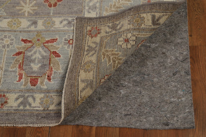 8x10 Refined Blue Grey and Ivory Oushak Hand Knotted All-Over Diamond Trellis Floral Antique Wool Area Rug
