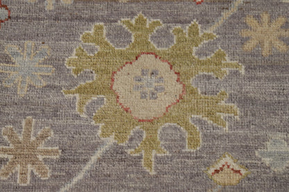 8x10 Refined Blue Grey and Ivory Oushak Hand Knotted All-Over Diamond Trellis Floral Antique Wool Area Rug