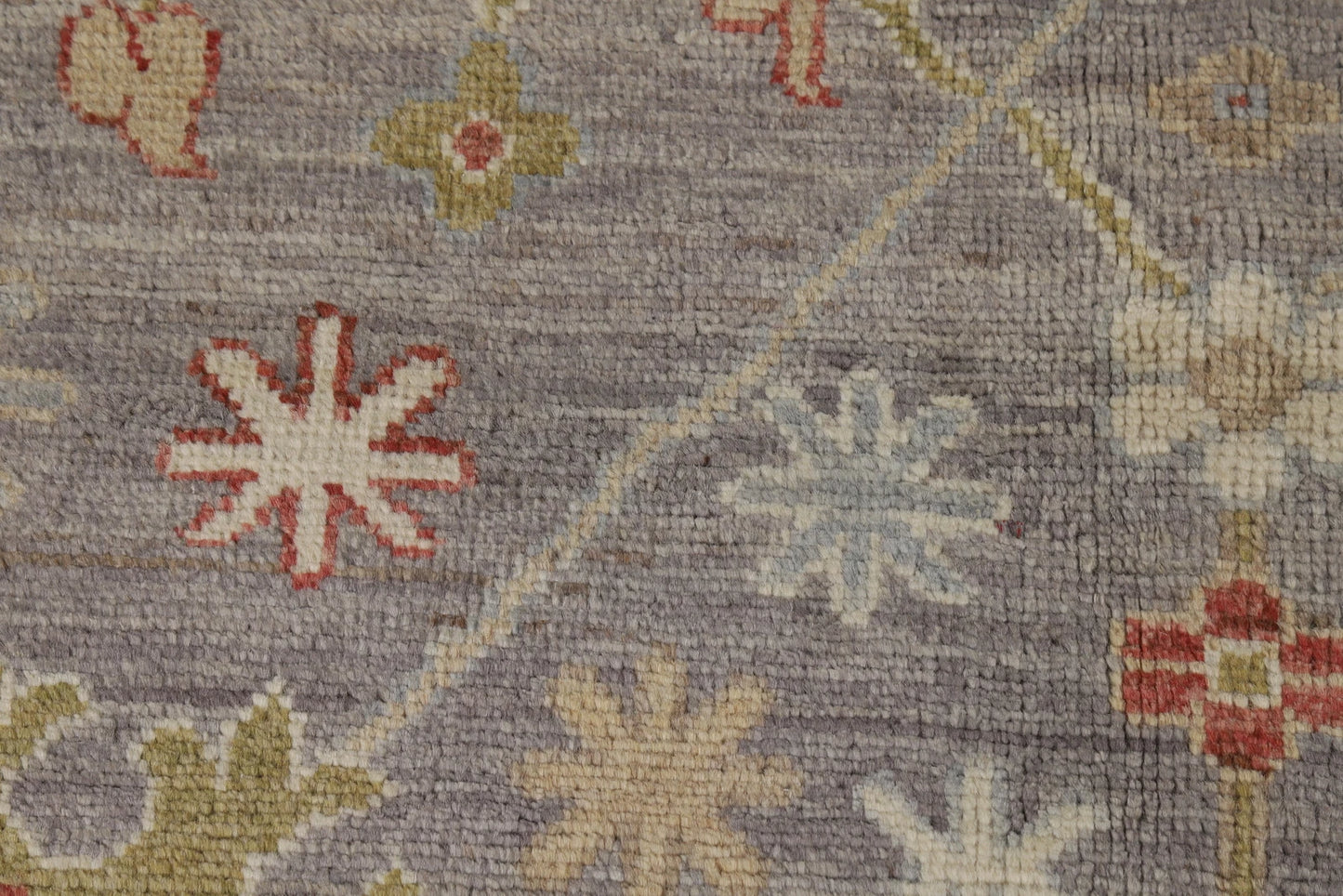 8x10 Refined Blue Grey and Ivory Oushak Hand Knotted All-Over Diamond Trellis Floral Antique Wool Area Rug