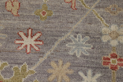8x10 Refined Blue Grey and Ivory Oushak Hand Knotted All-Over Diamond Trellis Floral Antique Wool Area Rug