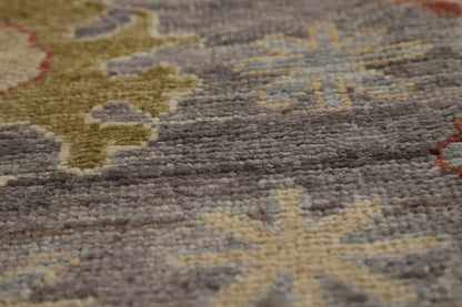 8x10 Refined Blue Grey and Ivory Oushak Hand Knotted All-Over Diamond Trellis Floral Antique Wool Area Rug