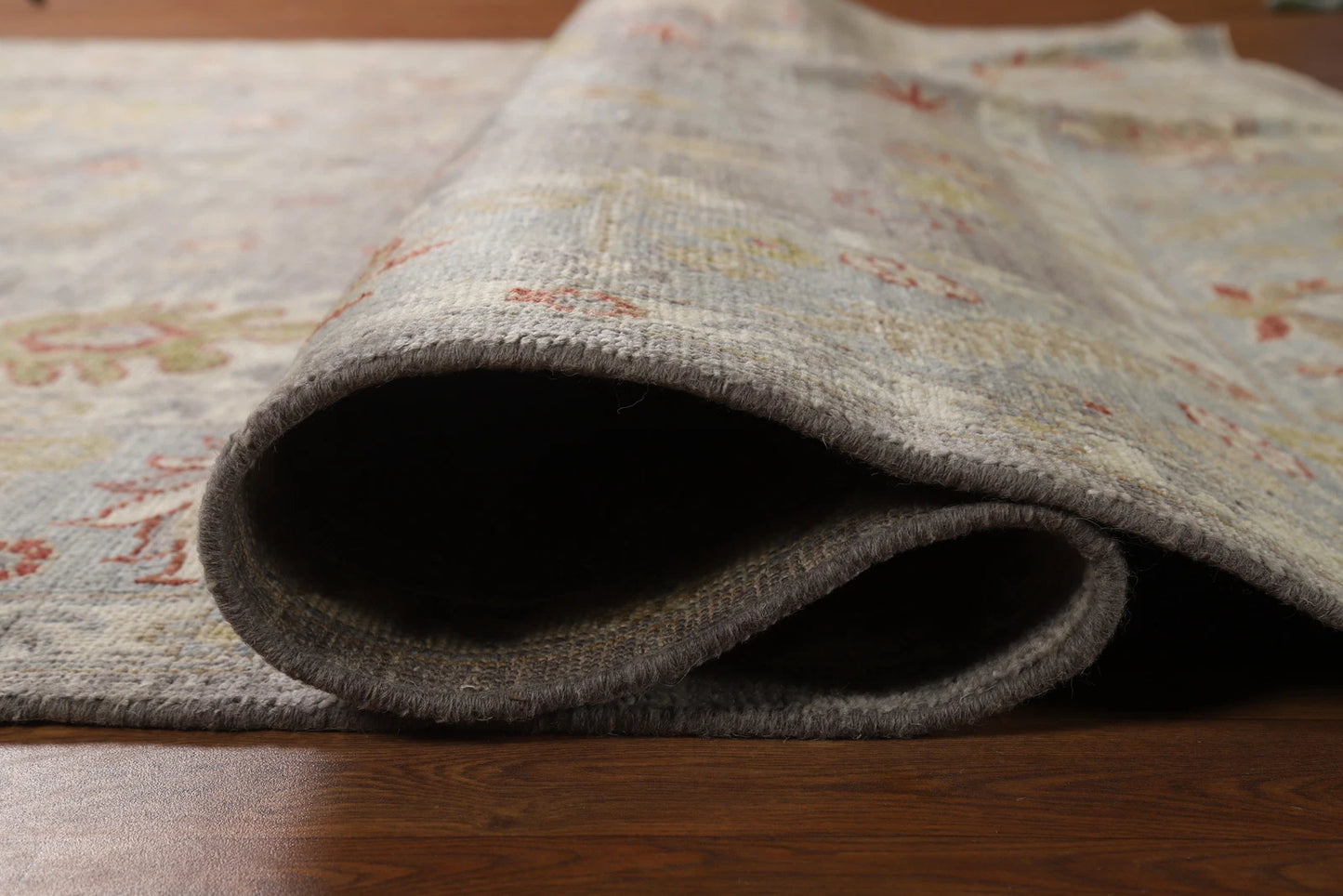 8x10 Refined Blue Grey and Ivory Oushak Hand Knotted All-Over Diamond Trellis Floral Antique Wool Area Rug