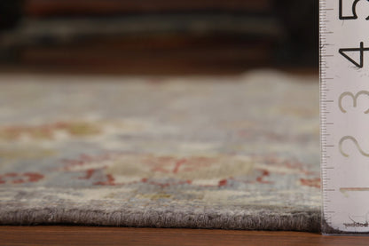 8x10 Refined Blue Grey and Ivory Oushak Hand Knotted All-Over Diamond Trellis Floral Antique Wool Area Rug