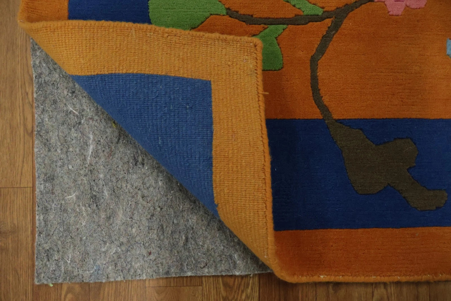 Art Deco Chinese Floral Hand Knotted Wool Silk Rug 8x10 Orange Blue Pink Botanical
