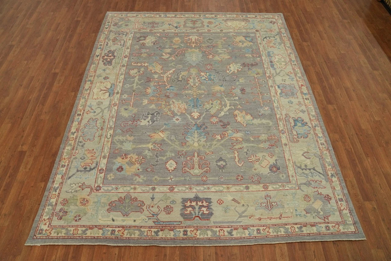 Vintage Look Antique Style Turkish Oushak Traditional Hand-Knotted Beige and Grey 8x10 Wool Area Rug