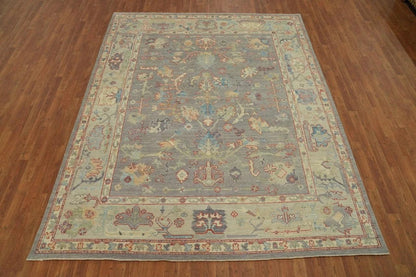 Vintage Look Antique Style Turkish Oushak Traditional Hand-Knotted Beige and Grey 8x10 Wool Area Rug 