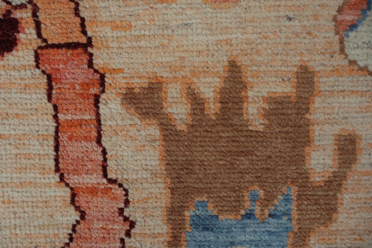 Vintage Look Turkish Oushak Traditional Hand-Knotted Ivory and Blue 8x10 Wool Area Rug