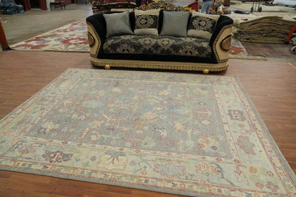 Vintage Look Antique Style Turkish Oushak Traditional Hand-Knotted Beige and Grey 8x10 Wool Area Rug 