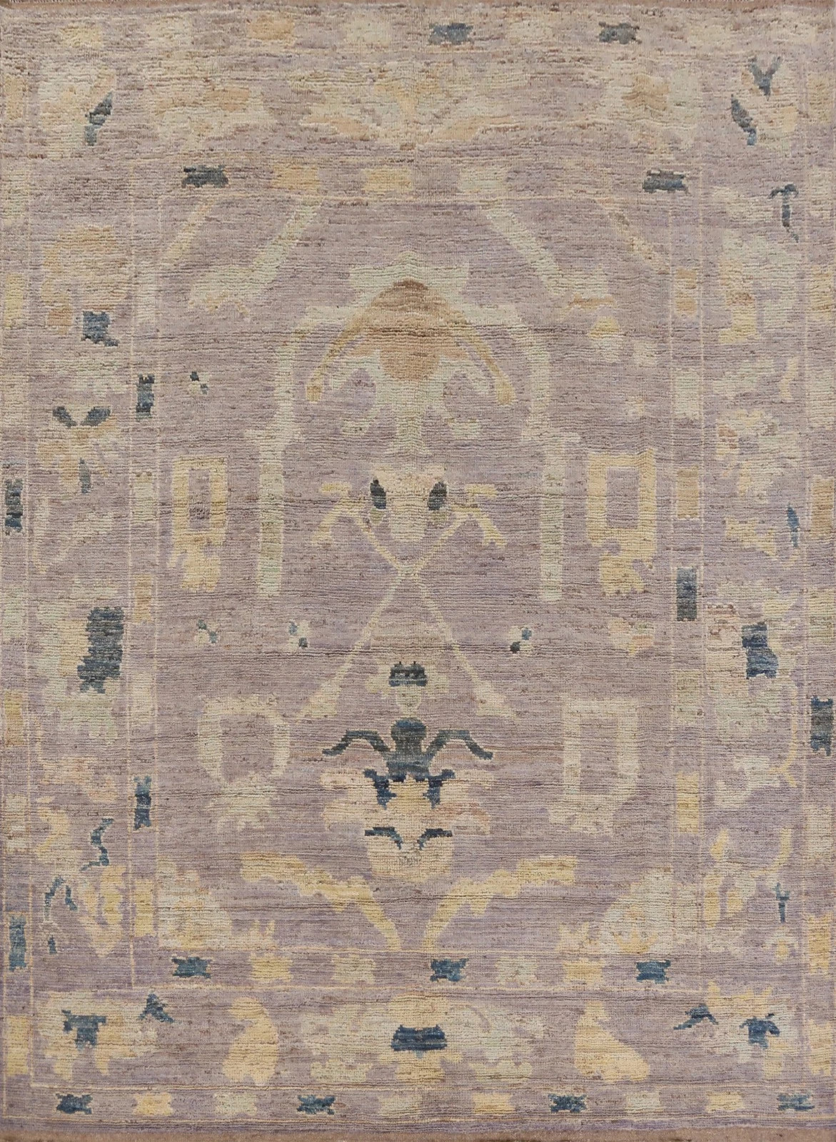 8x10 Purple Ivory Gold Oushak Vintage Hand Knotted Wool Area Rug
